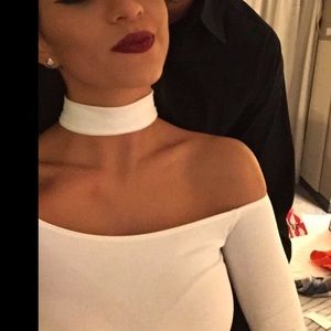 Long Sleeve Off The Shoulder Collared Crop Top